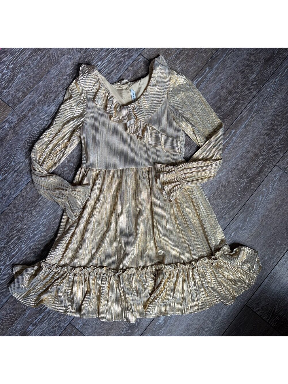 Janie and Jack Metallic Gold Tiered Dress